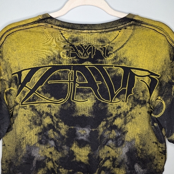 Xzavier skull grunge acid wash fade wings Gothic 2 sided AOP Mens Tshirt Medium - Picture 7 of 8